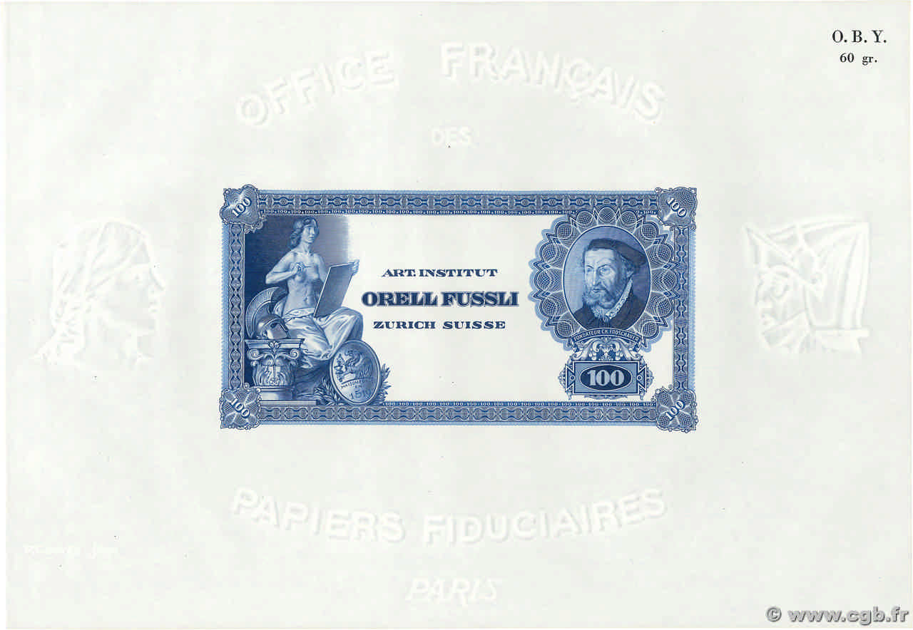 100 Francs Épreuve SUISSE  1935 P.- SC+