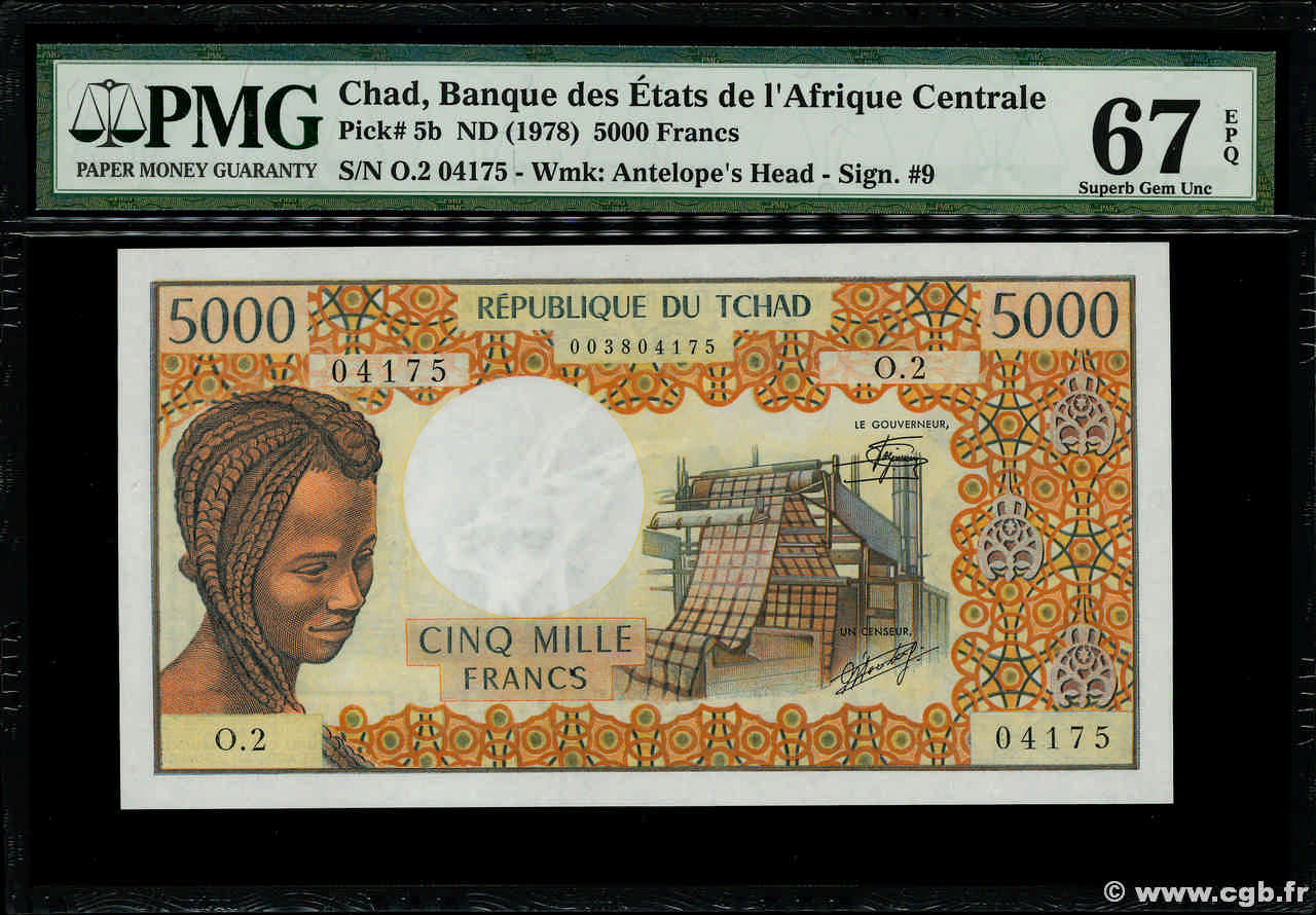 5000 Francs CHAD  1978 P.05b UNC
