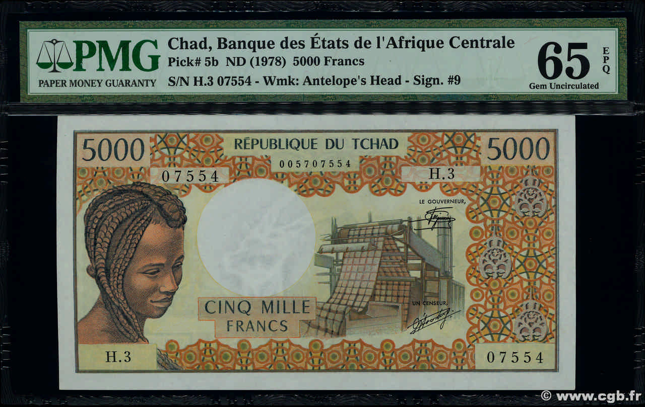 5000 Francs CHAD  1978 P.05b FDC