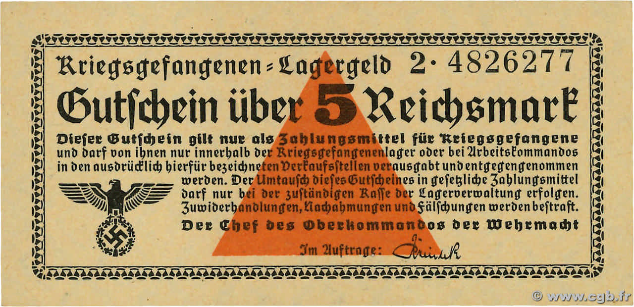 5 Reichsmark GERMANY  1939 R.520 UNC-