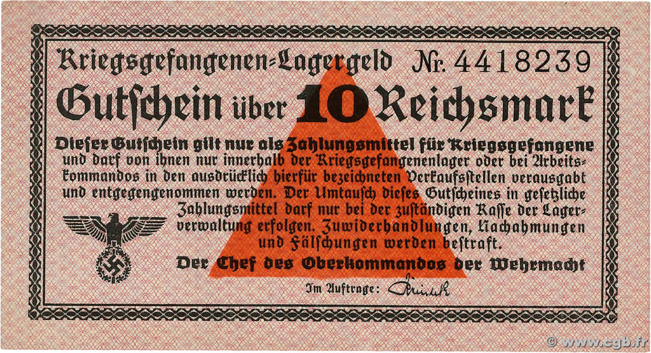 10 Reichsmark GERMANY  1939 R.521a AU