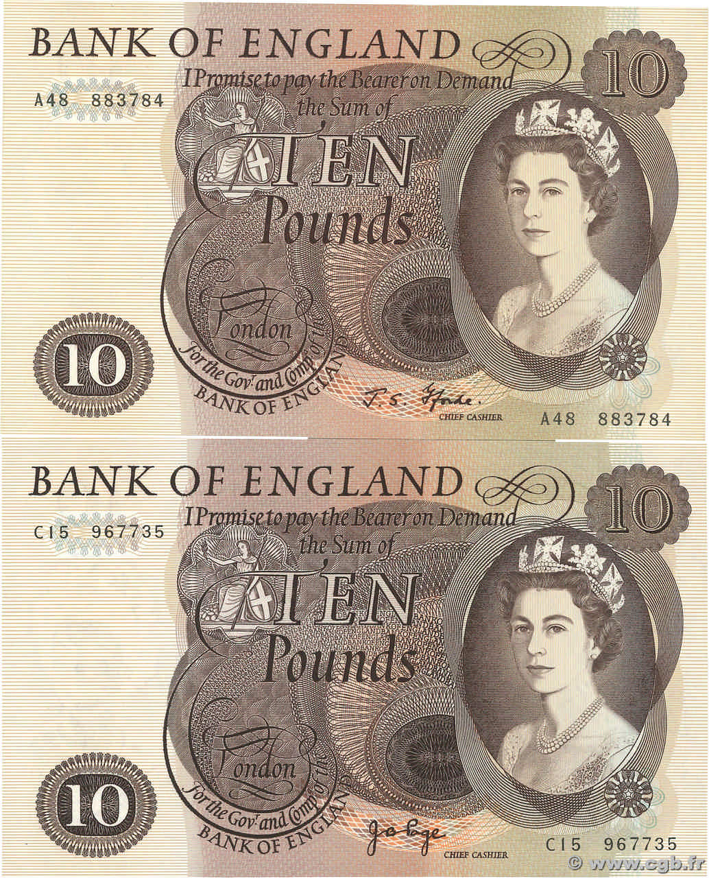 10 Pounds Lot ENGLAND  1966 P.376b fST+