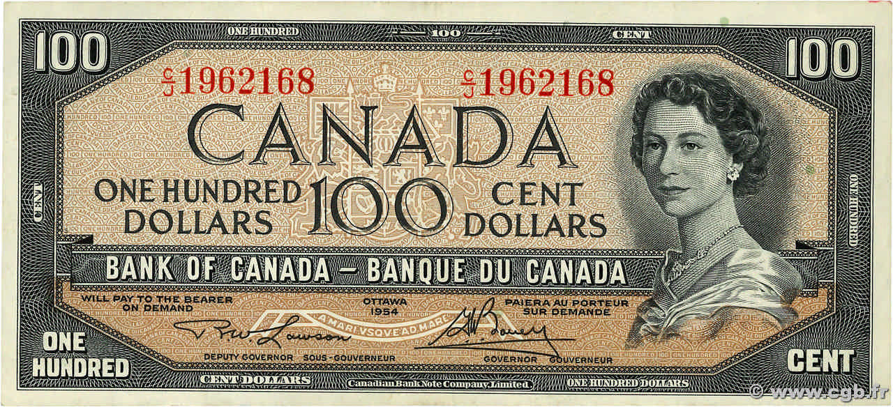 100 Dollars CANADA  1954 P.082c XF