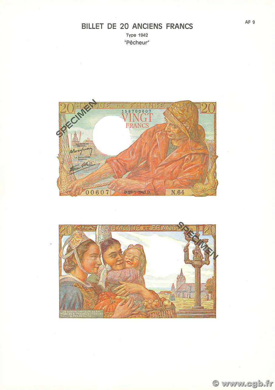 20 Francs PÊCHEUR Planche FRANCE  1975 F.13pl UNC