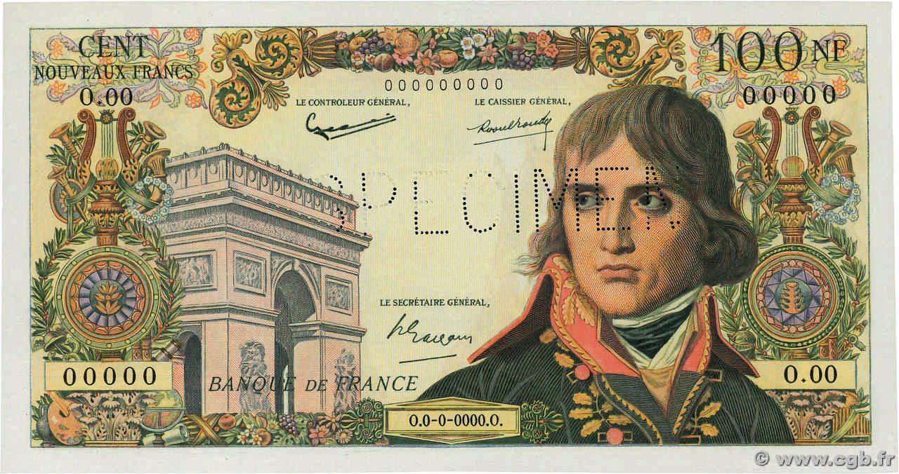 100 Nouveaux Francs BONAPARTE Épreuve FRANCE  1959 F.59.00Ed UNC