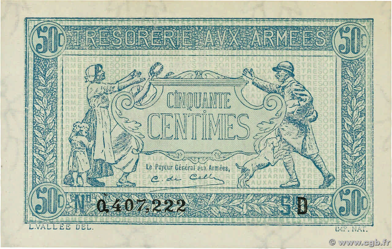 50 Centimes TRÉSORERIE AUX ARMÉES 1917 FRANKREICH  1917 VF.01.04 fST+
