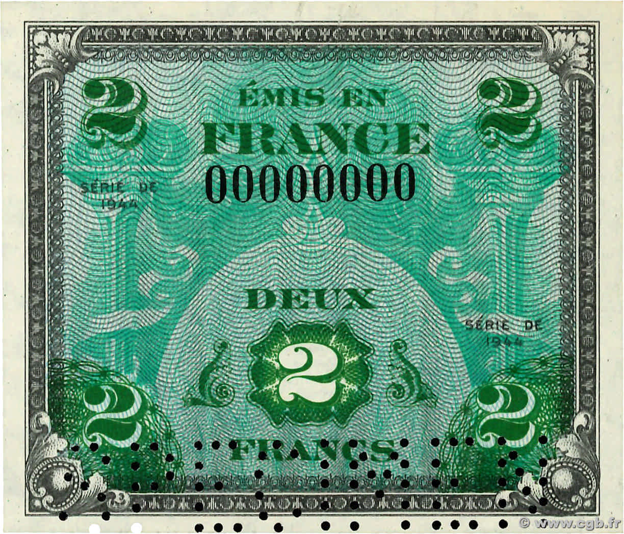 2 Francs DRAPEAU Spécimen FRANCE  1944 VF.16.00Sp UNC-