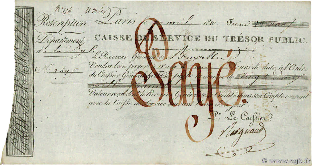 22000 Francs FRANCE regionalism and various Bruxelles 1796 P.- VF+