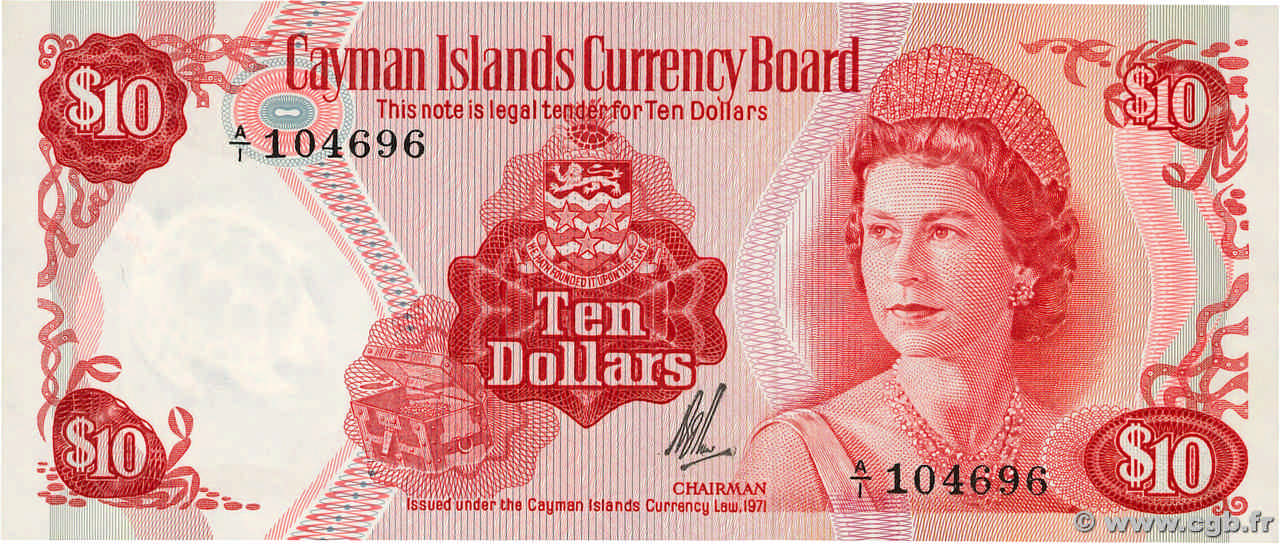 10 Dollars CAYMANS ISLANDS  1972 P.03 UNC