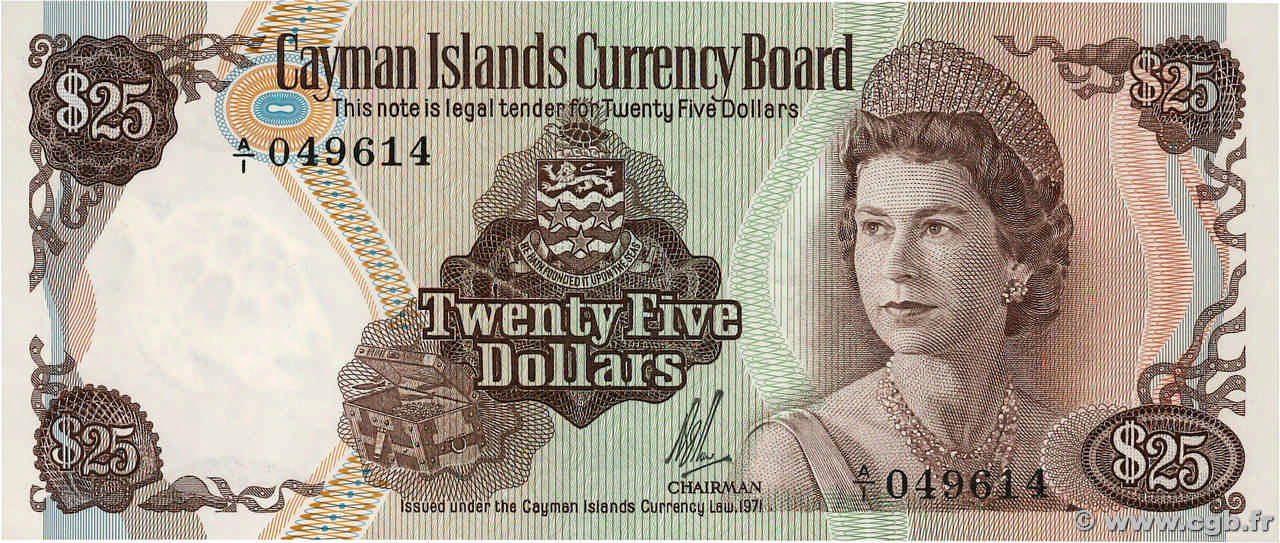 25 Dollars CAYMANS ISLANDS  1972 P.04 UNC-
