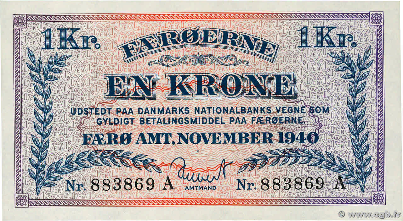1 Krone ISLAS FEROE  1940 P.09 SC