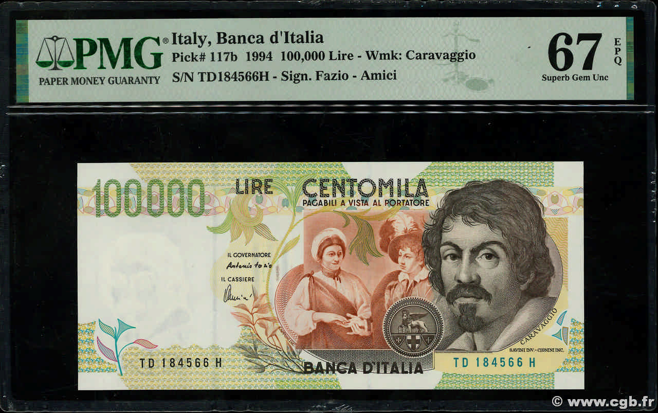 100000 Lires ITALY  1994 P.117b UNC