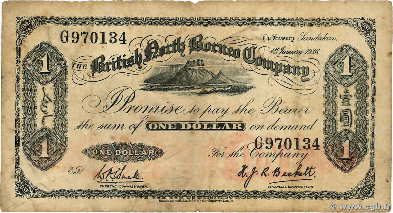 1 Dollar MALAISIE et BORNEO BRITANNIQUE  1936 P.28 TB
