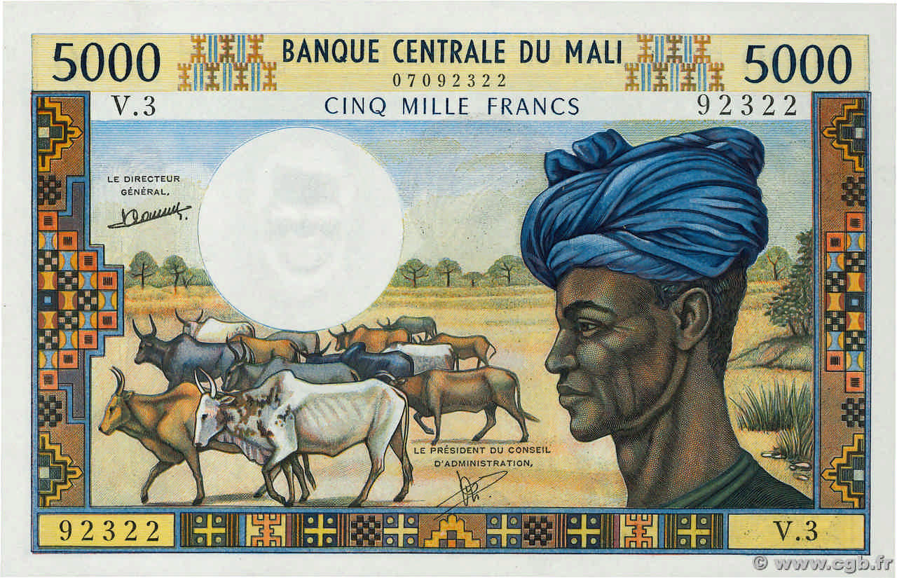 5000 Francs MALI  1972 P.14c NEUF