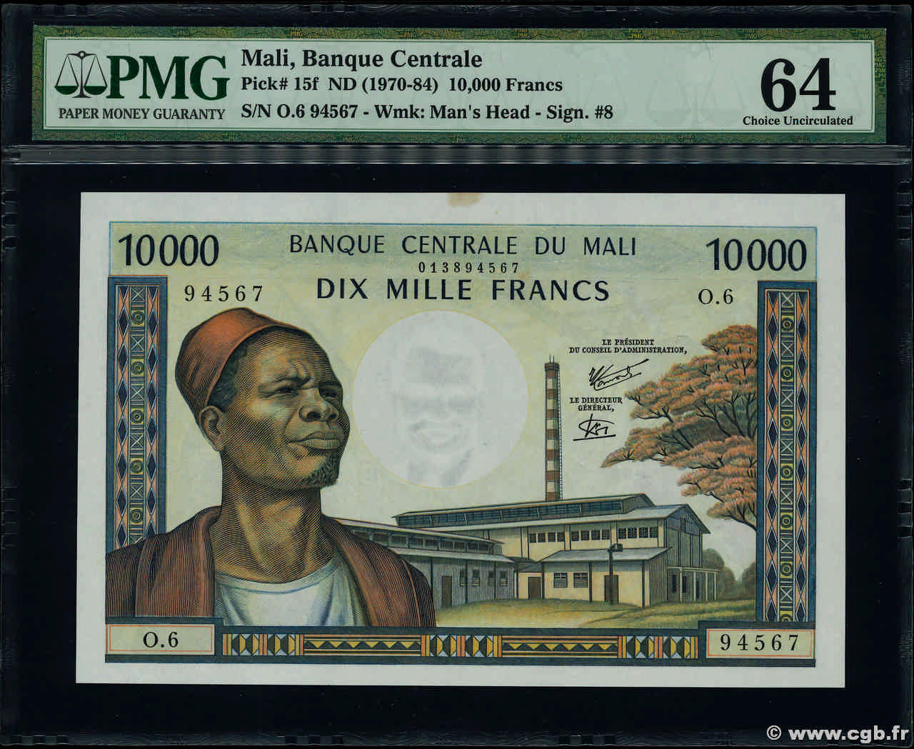 10000 Francs MALI  1969 P.15f fST+