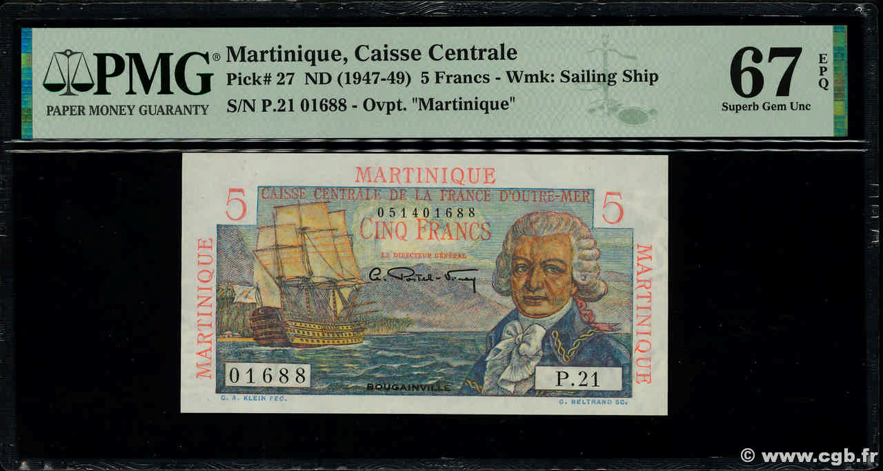 5 Francs Bougainville MARTINIQUE  1946 P.27 NEUF