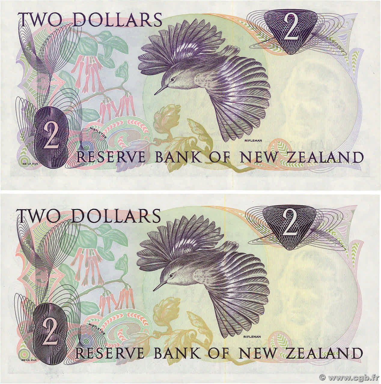 2 Dollars Lot NOUVELLEZÉLANDE 1967 P.164a et P.164dr 4570534 Billets