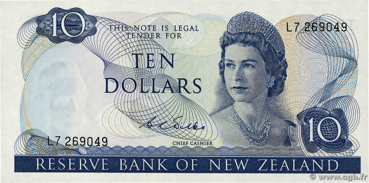 10 Dollars NEW ZEALAND  1968 P.166b UNC