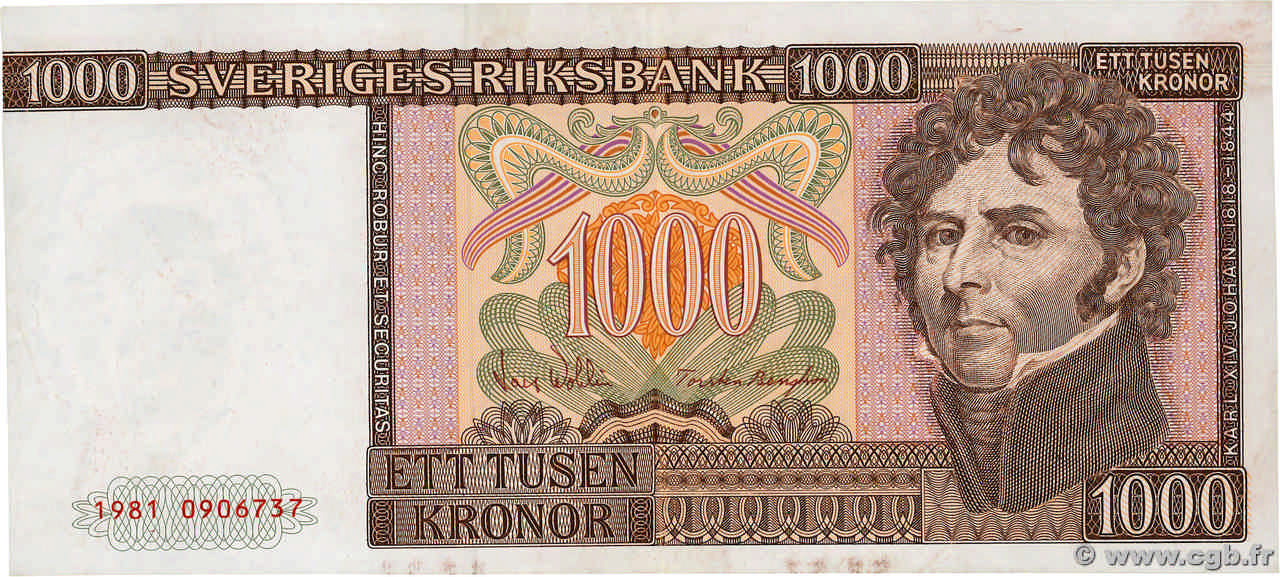 1000 Kronor SUÈDE  1981 P.55b SUP+