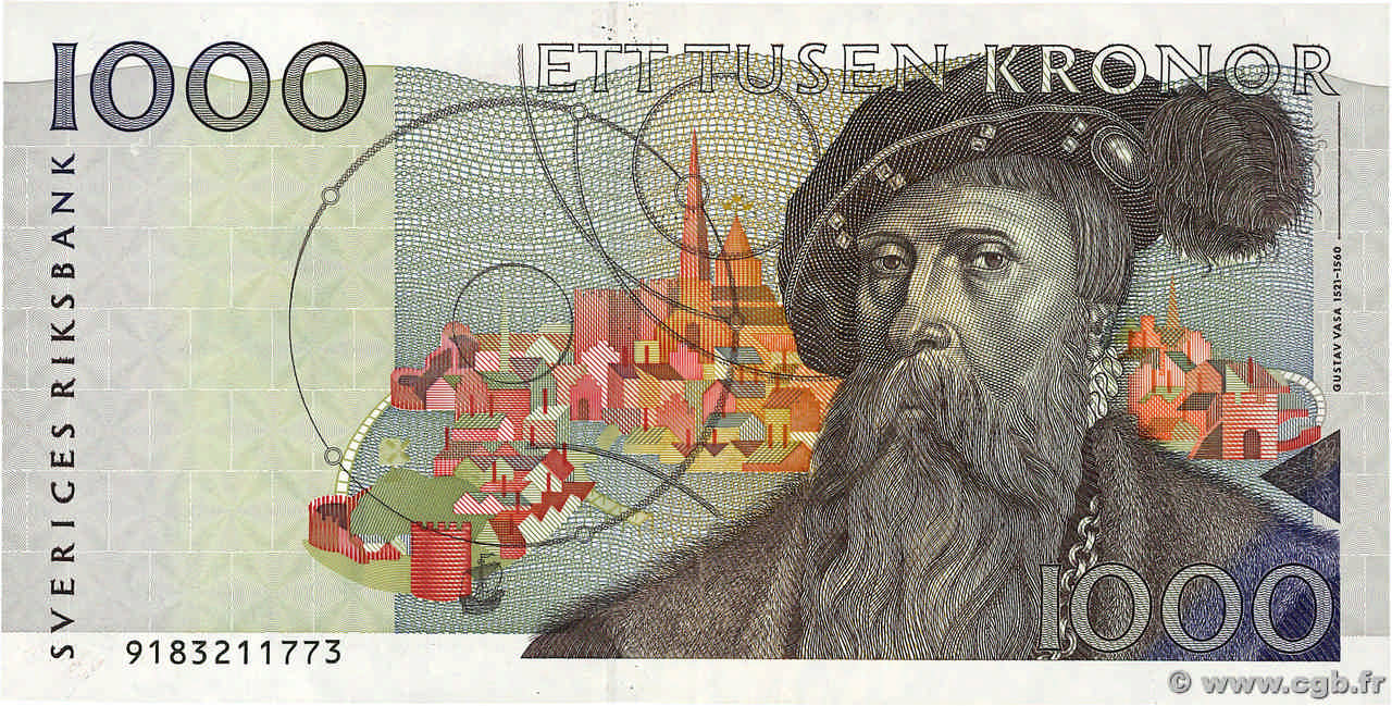 1000 Kronor SUÈDE  1989 P.60a SPL