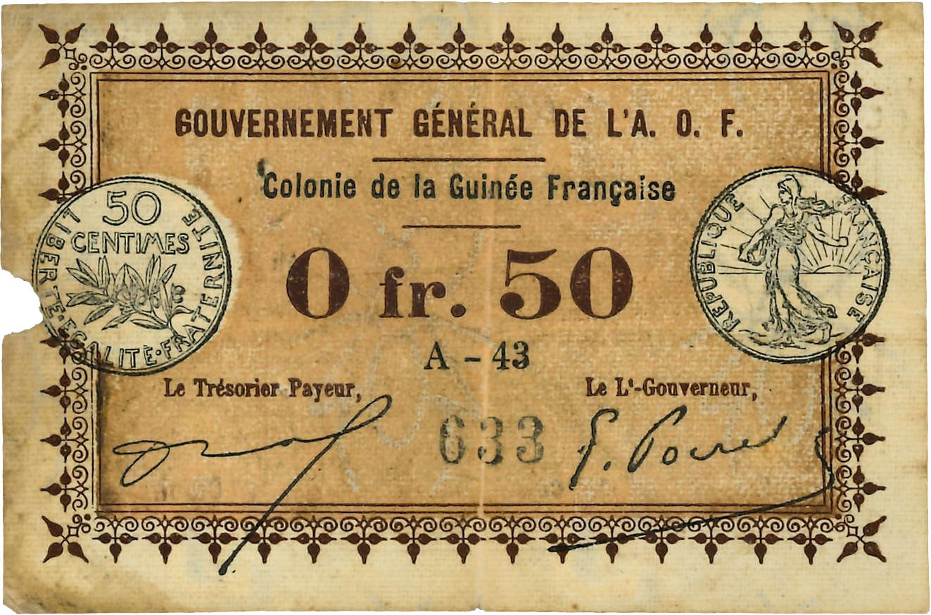 50 Centimes GUINEA  1917 P.01a fS