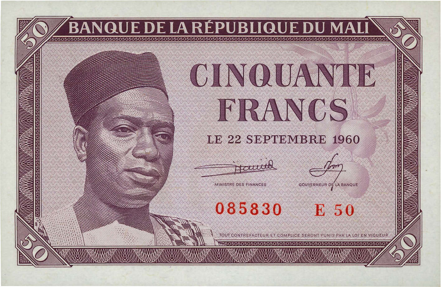 50 Francs MALI  1960 P.01 UNC