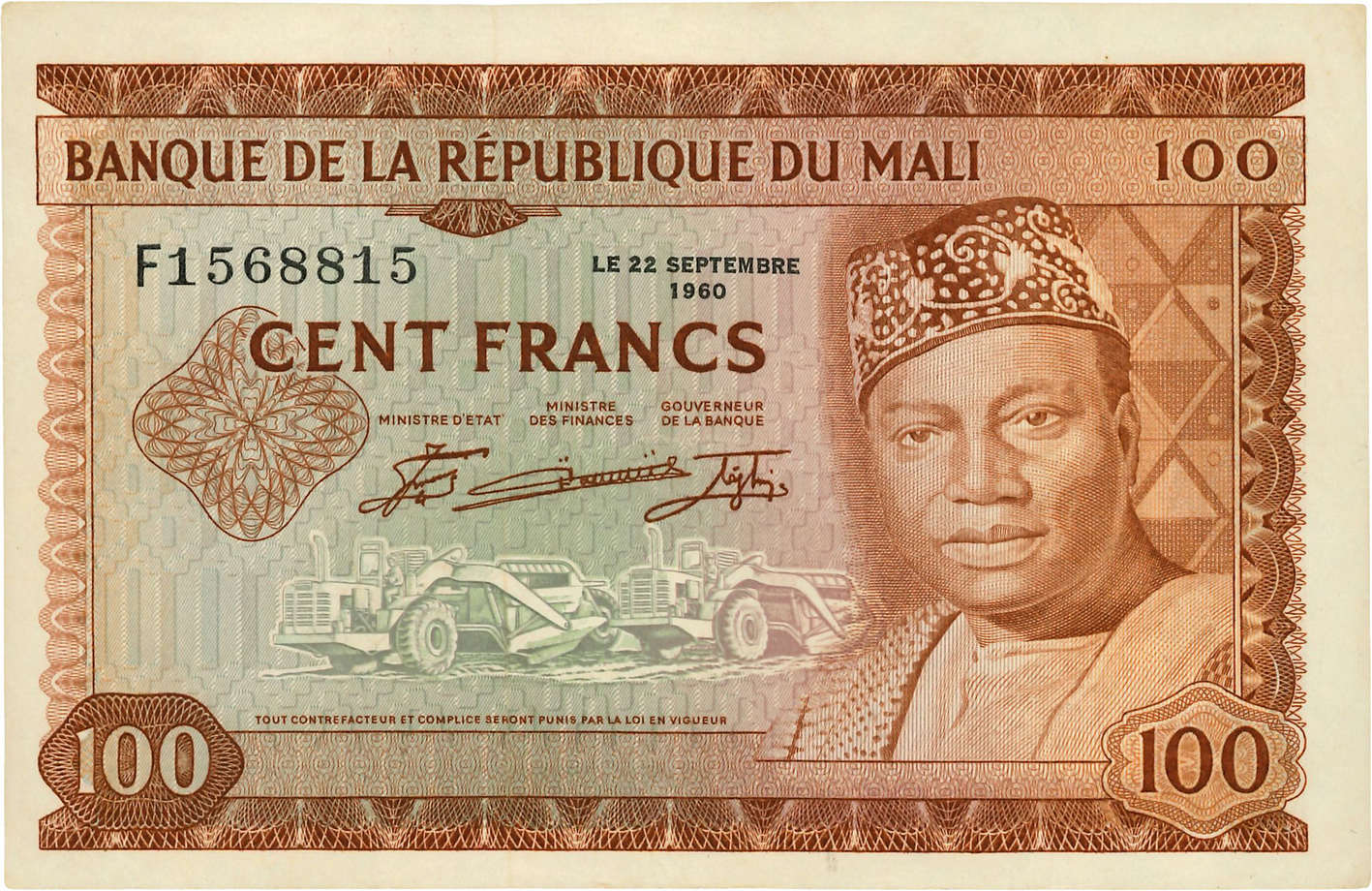 100 Francs MALI  1960 P.07 fST