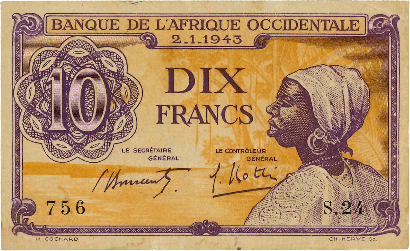 10 Francs AFRIQUE OCCIDENTALE FRANÇAISE (1895-1958)  1943 P.29 SUP