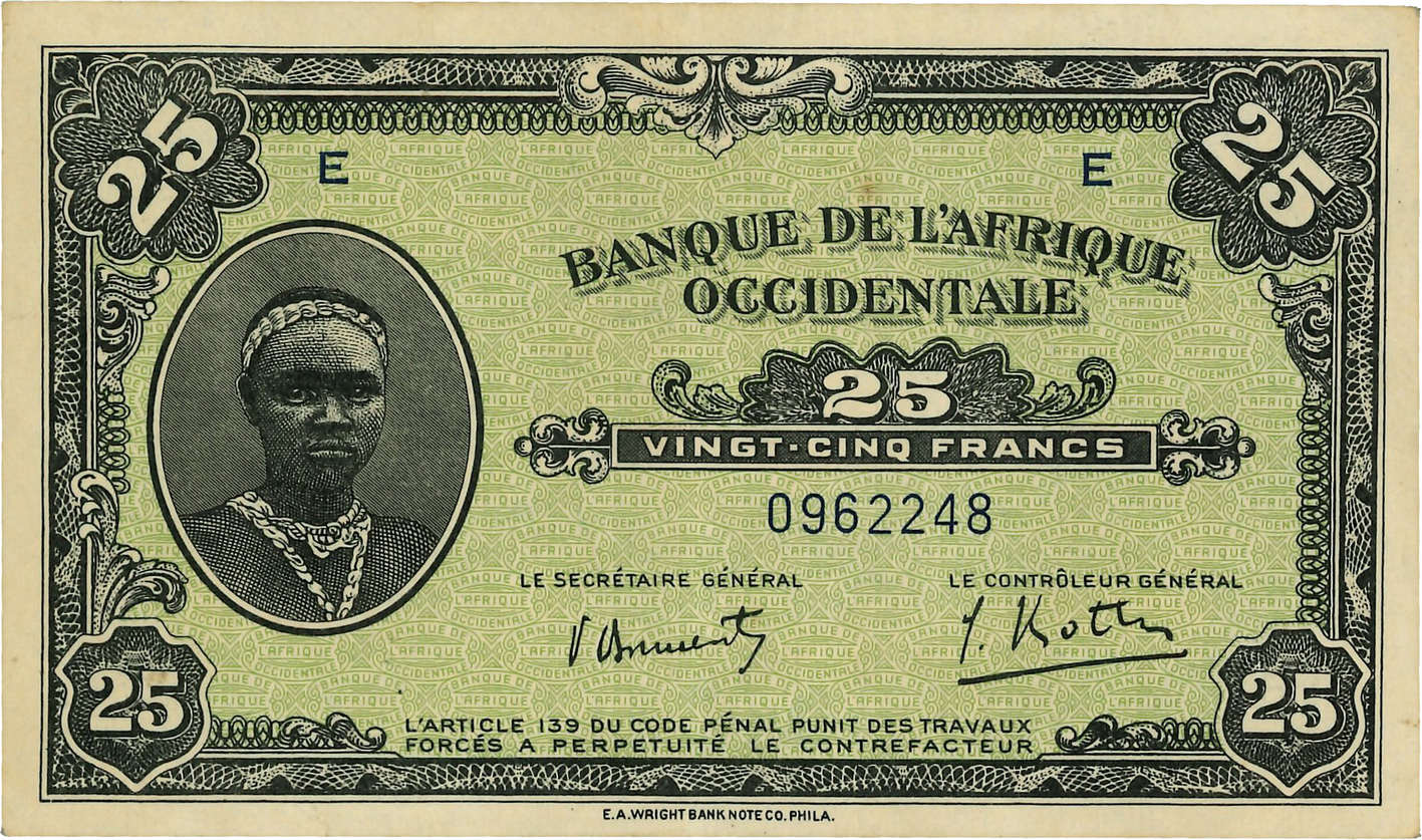 25 Francs FRENCH WEST AFRICA  1942 P.30a SPL+