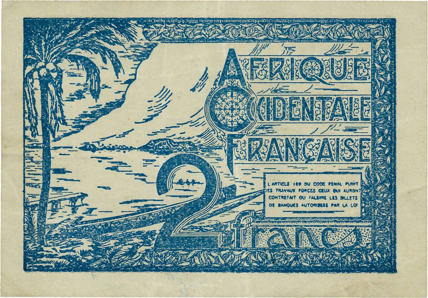 2 Francs AFRIQUE OCCIDENTALE FRANÇAISE (1895-1958)  1944 P.35 TTB+