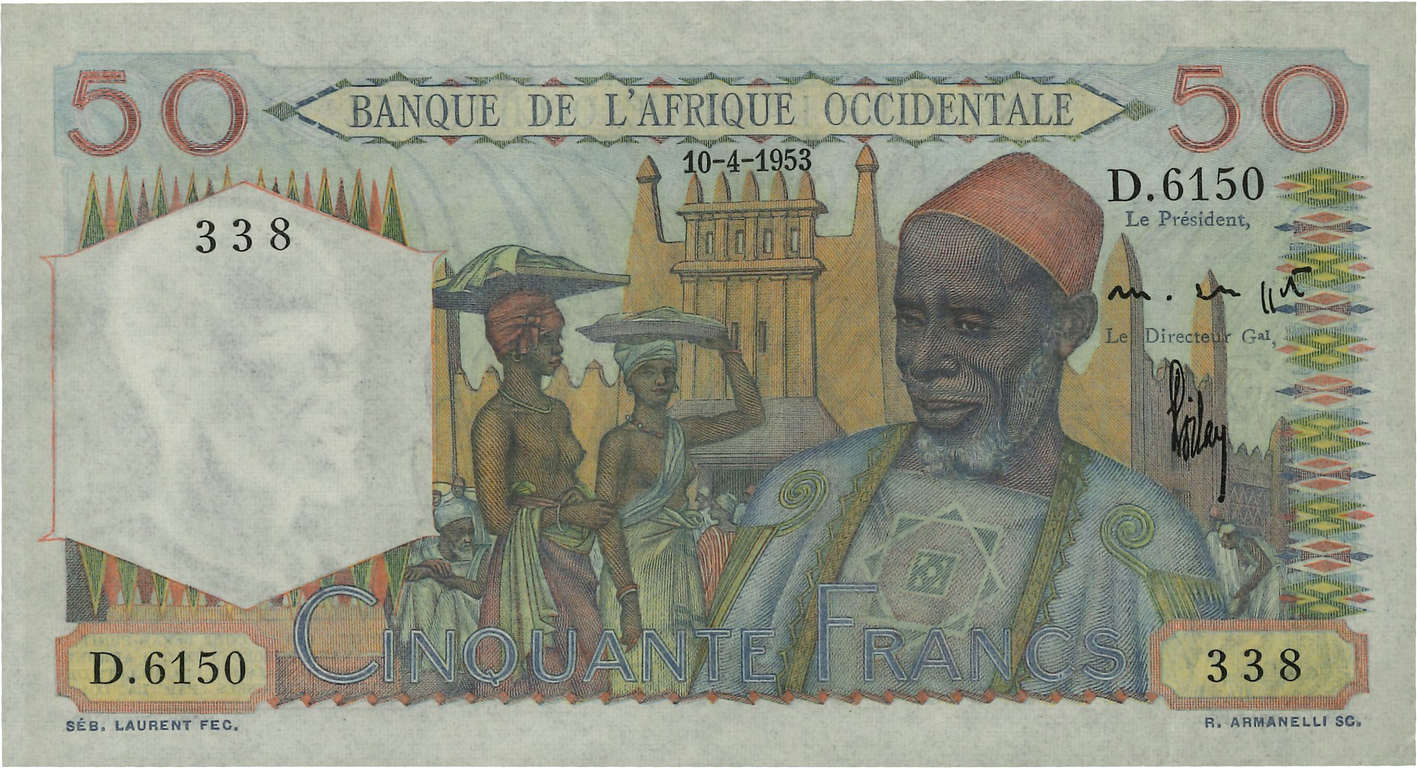 50 Francs FRENCH WEST AFRICA  1954 P.39 VZ+