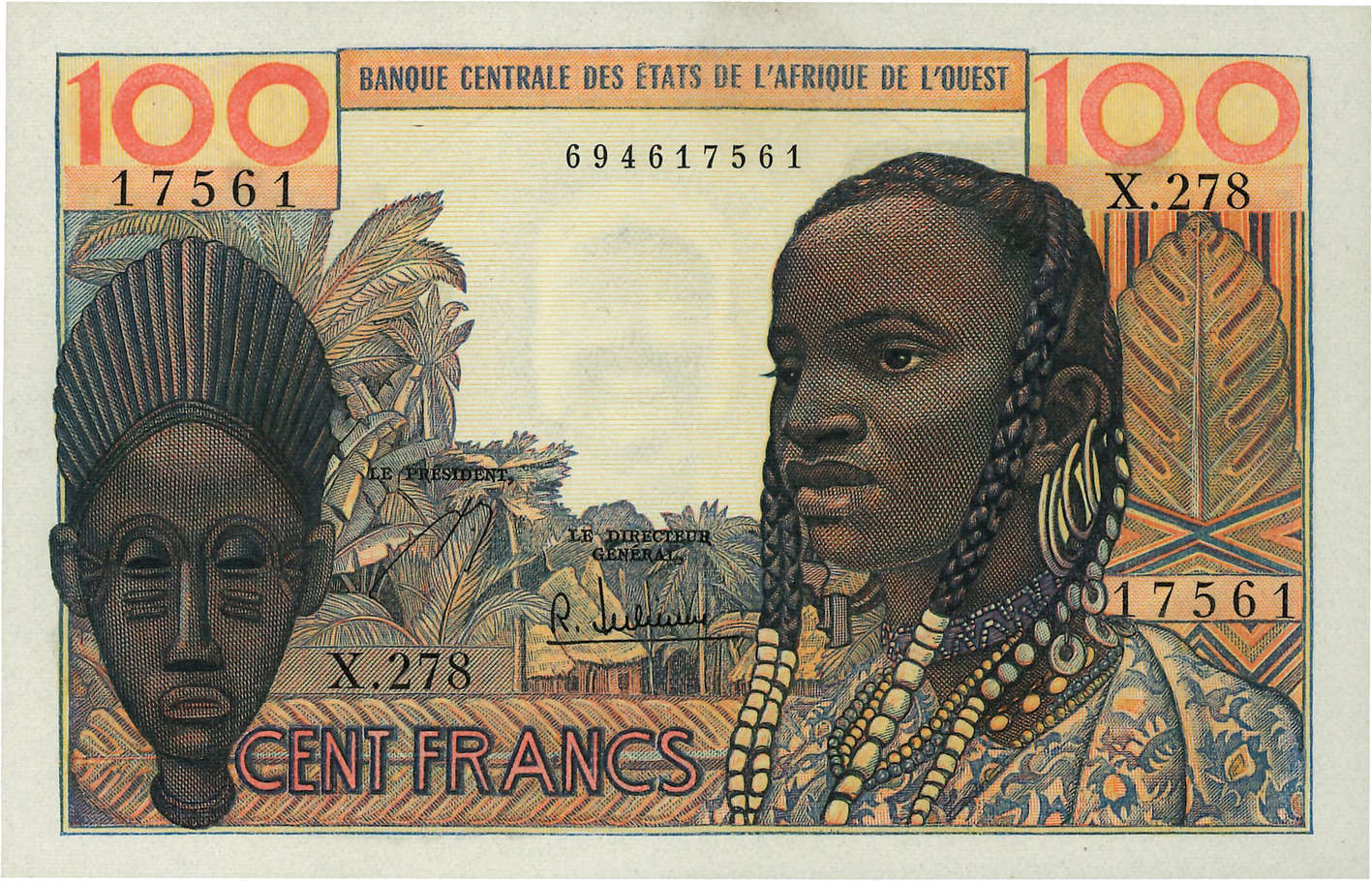 100 Francs STATI AMERICANI AFRICANI  1958 P.002b FDC
