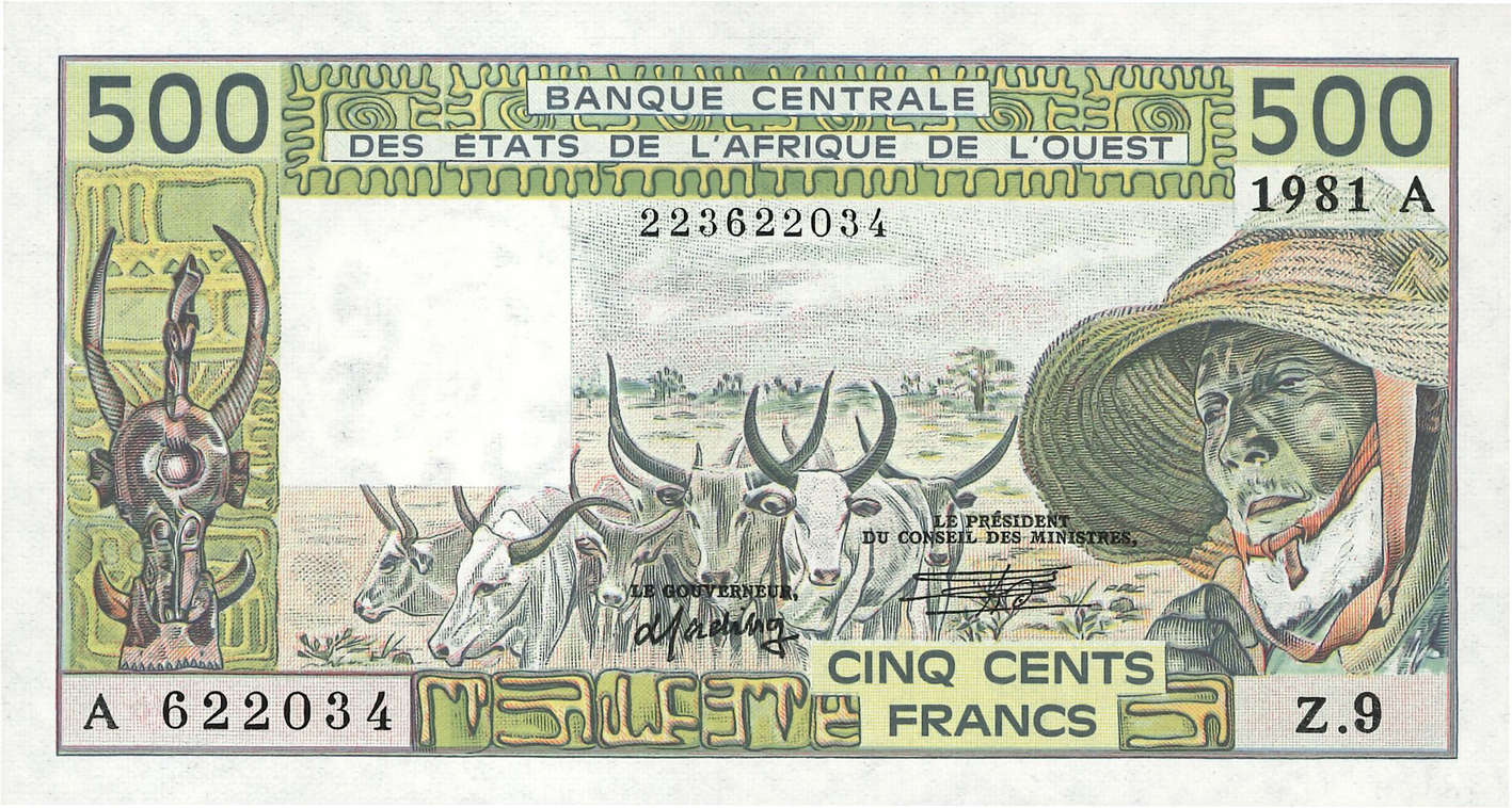 500 Francs STATI AMERICANI AFRICANI  1981 P.106Ac q.FDC