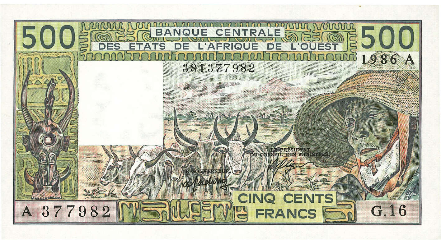 500 Francs ESTADOS DEL OESTE AFRICANO  1986 P.106Aj SC+
