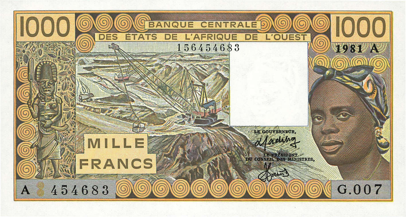 1000 Francs WEST AFRIKANISCHE STAATEN  1981 P.107Ac fST+