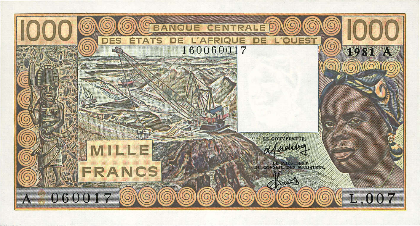 1000 Francs ÉTATS DE L AFRIQUE DE L OUEST  1981 P.107Ac NEUF