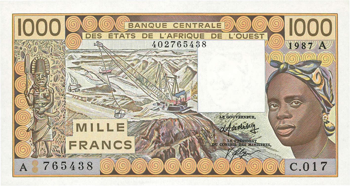 1000 Francs ÉTATS DE L AFRIQUE DE L OUEST  1987 P.107Ah pr.SPL
