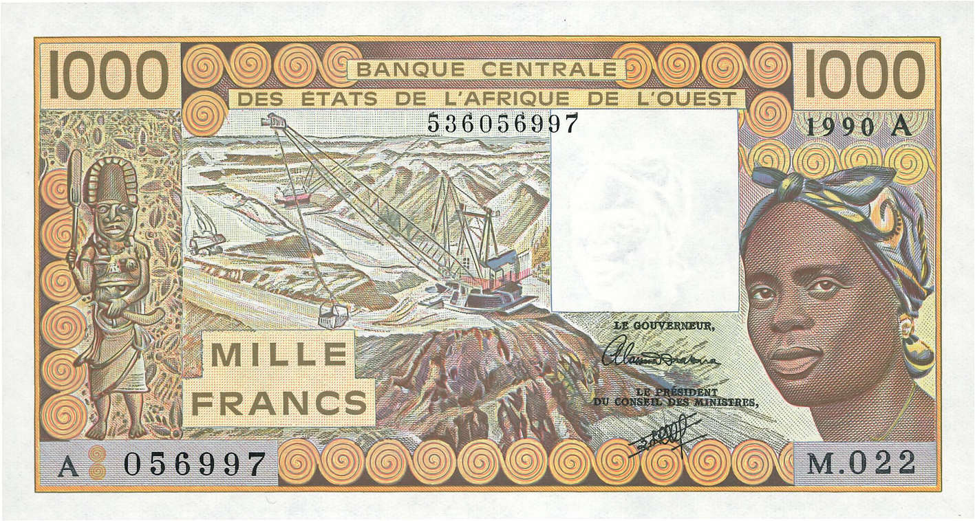 1000 Francs ÉTATS DE L AFRIQUE DE L OUEST  1990 P.107Aj pr.NEUF