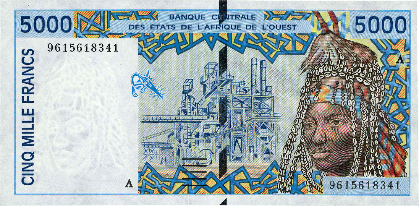 5000 Francs ESTADOS DEL OESTE AFRICANO  1996 P.113Ae FDC
