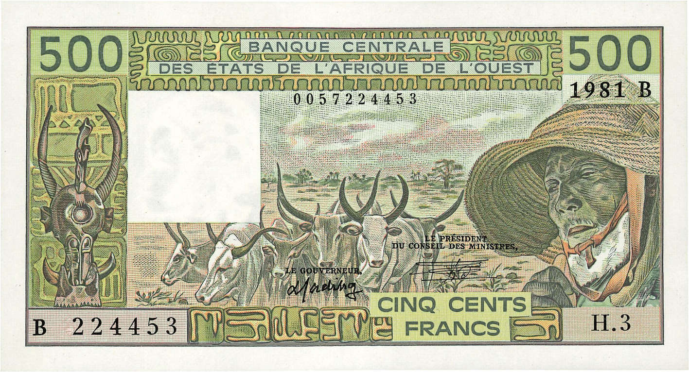 500 Francs WEST AFRICAN STATES  1981 P.206Bb XF+