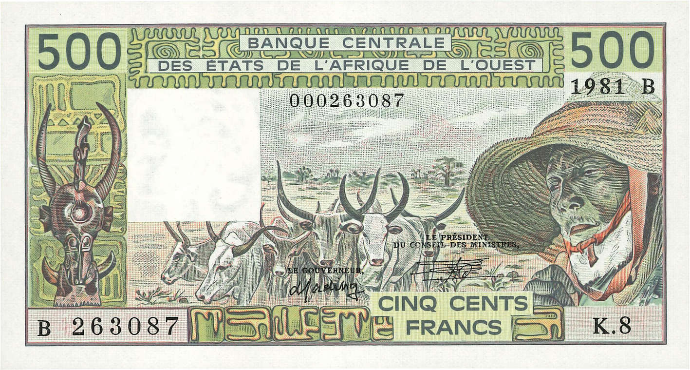 500 Francs Fauté ÉTATS DE L AFRIQUE DE L OUEST  1981 P.206Bc NEUF