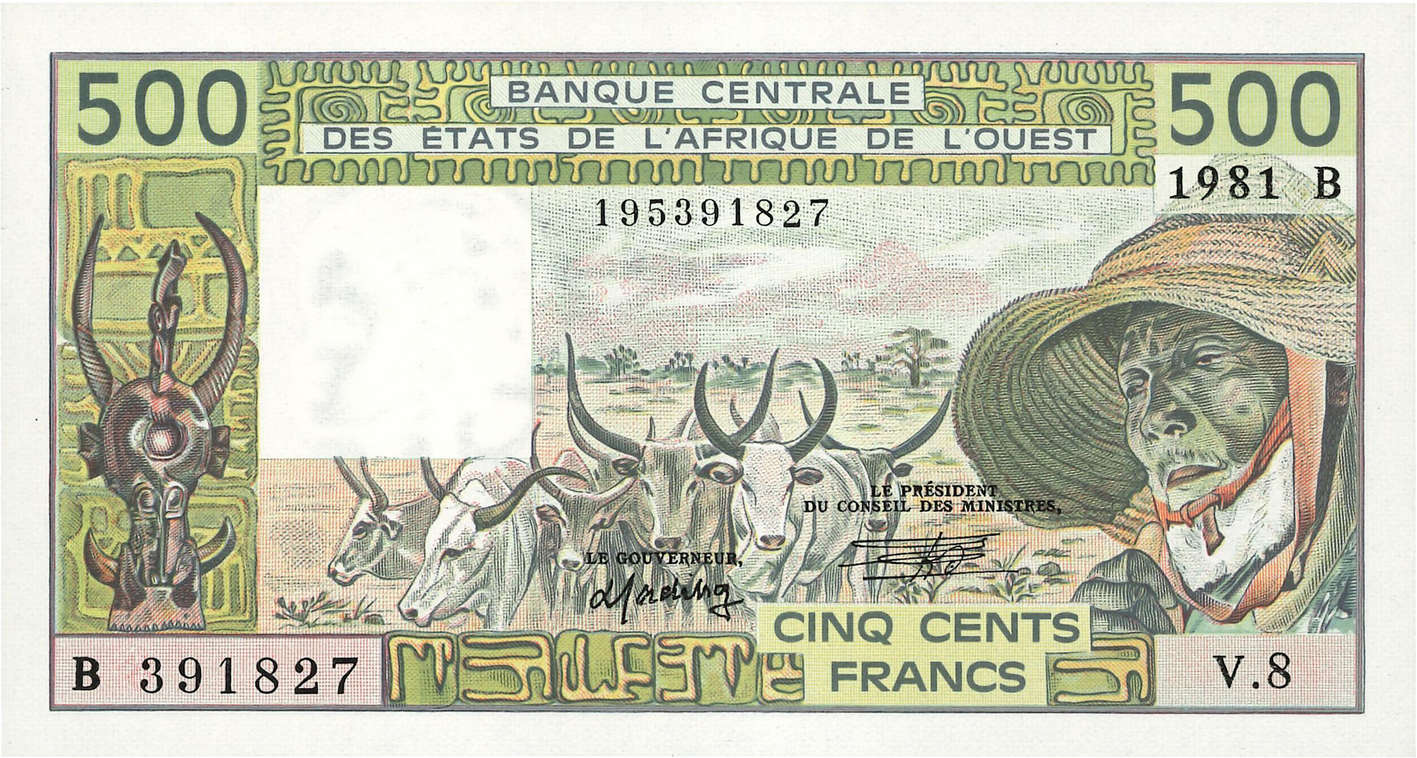 500 Francs ÉTATS DE L AFRIQUE DE L OUEST  1981 P.206Bc NEUF