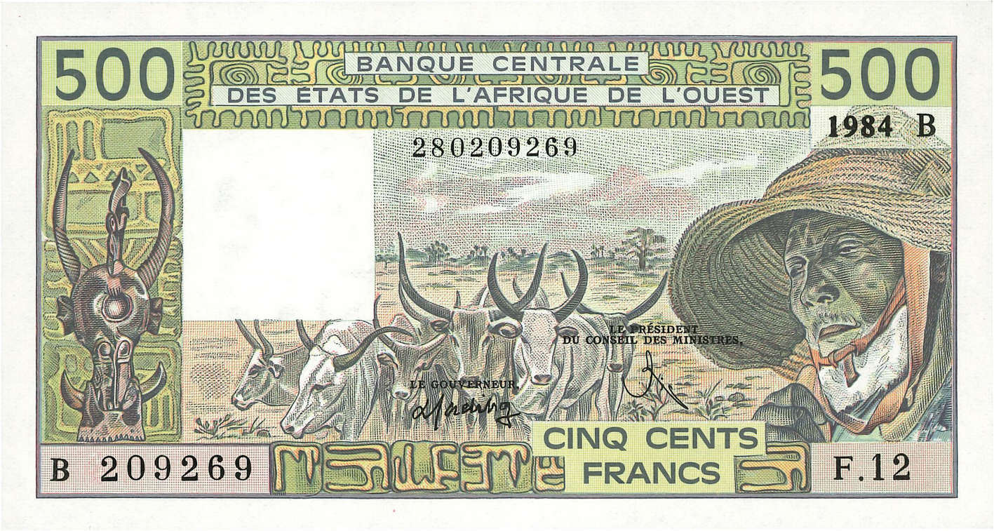 500 Francs ÉTATS DE L AFRIQUE DE L OUEST  1984 P.206Bg pr.NEUF