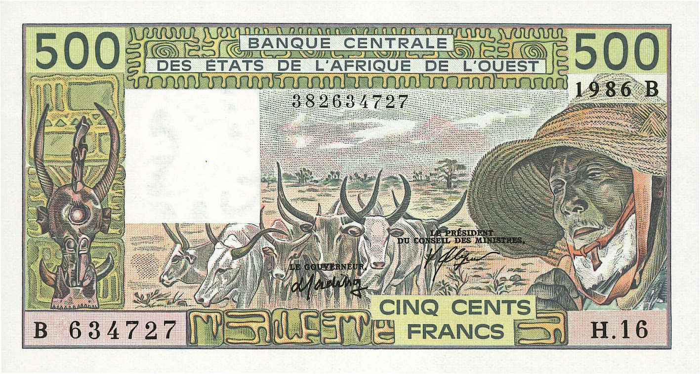 500 Francs ÉTATS DE L AFRIQUE DE L OUEST  1986 P.206Bj SPL