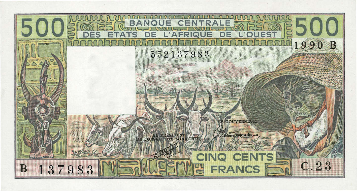 500 Francs STATI AMERICANI AFRICANI  1990 P.206Bm q.FDC