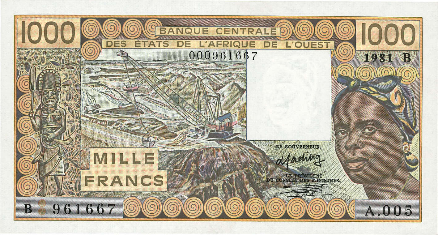 1000 Francs Fauté ÉTATS DE L AFRIQUE DE L OUEST  1981 P.207Bb pr.NEUF