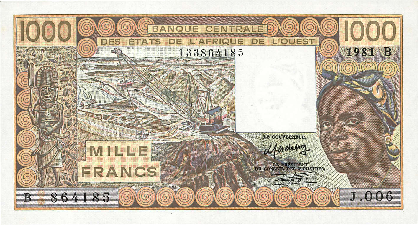 1000 Francs ÉTATS DE L AFRIQUE DE L OUEST  1981 P.207Bb pr.NEUF