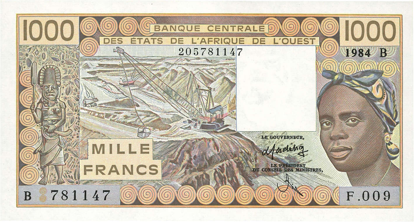 1000 Francs WEST AFRIKANISCHE STAATEN  1984 P.207Bc fST+