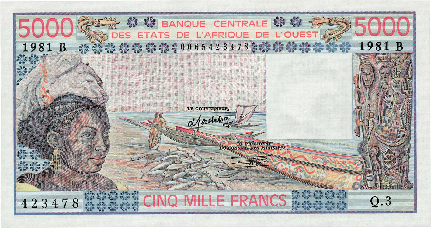 5000 Francs ÉTATS DE L AFRIQUE DE L OUEST  1981 P.208Be pr.NEUF
