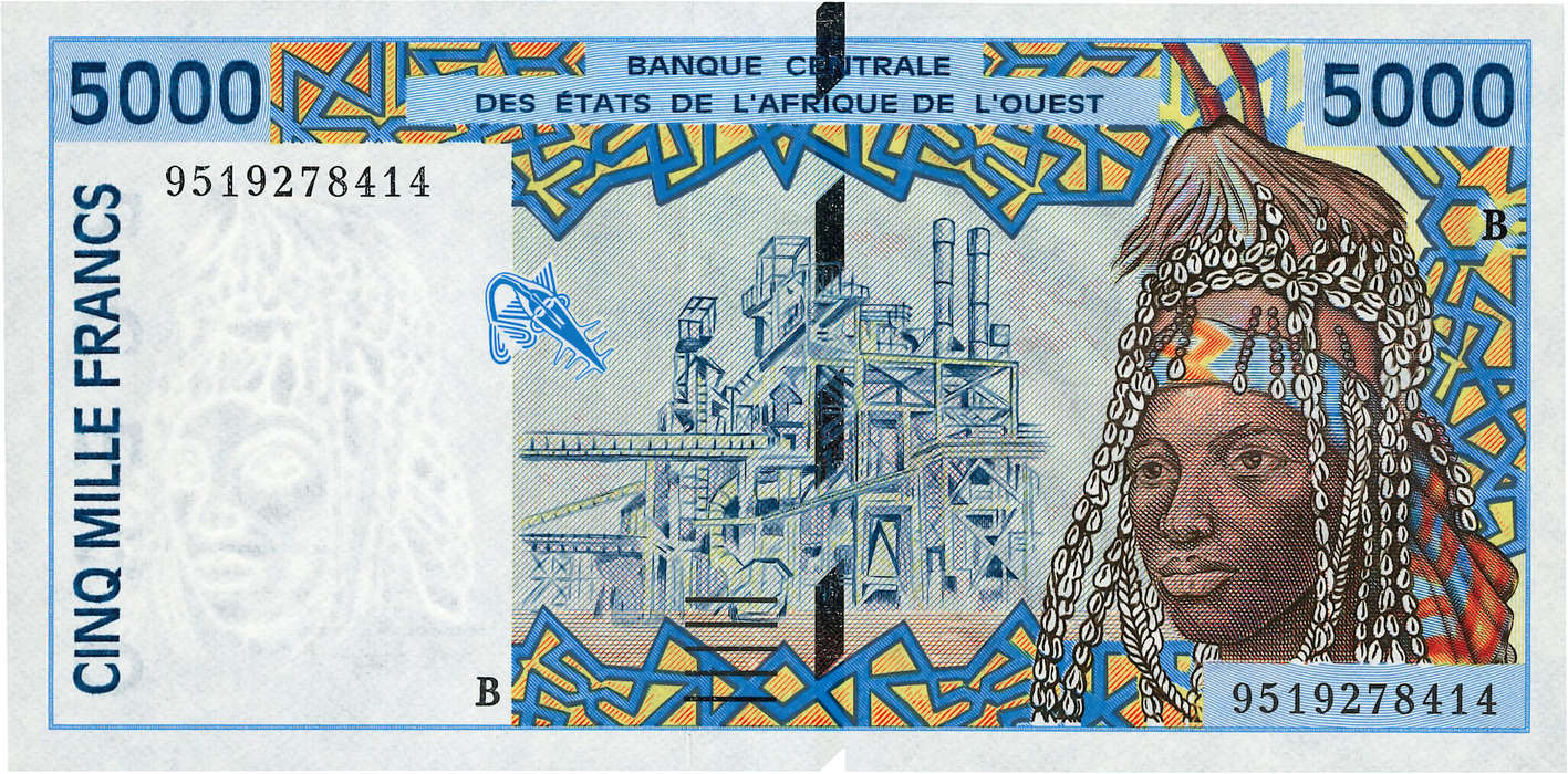 5000 Francs ESTADOS DEL OESTE AFRICANO  1995 P.213Bb FDC